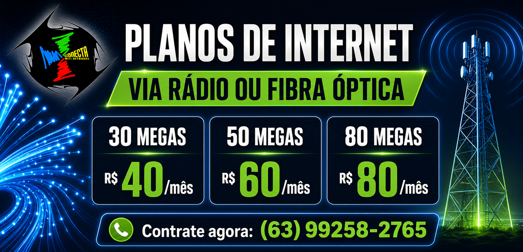 Planos de internet via radio ou fibra optica